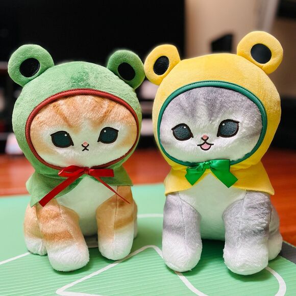 NWT Authentic Mofusand Yellow & Green Frog Mofusand Set of 2 Plushies 11” - Picture 1 of 5